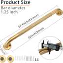Shower Grab Bar, 2 Pack 32 Inch Gold Bathroom Grab Bar, 1.25" Diameter 304 Stainless Steel Anti-Slip Grab Bars for Bathtubs and Showers, Handicap Shower Grab Bar for Seniors Elderly