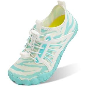 Scurtain Water Shoes for Kids Boys Girls Quick Dry Barefoot Boys Girls Kids Water Shoes Beach Sports Swim Pool for Little Big Kid White/ Blue Size 6.5 