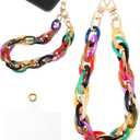 Colorful Acrylic Phone Chain Wristlet, Detachable Cell Phone Wrist Strap, Cute Phones Strap Wrist Bracelet for Phones Case, Acrylic Chain Wristlet with Tether Tab