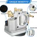 Throttle Body Assembly Compatible for Saturn for Astra 1.8L L4 - Gas 2008, 58mm Aluminum Alloy Silver Tone Engine Throttle Body Actuator