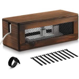Chunful Extra Large Cable Management Box, 16'' Wood Cord Hider Organizer with Ventilation Nets & Organizer for Power Strip, TV Wires & Desk Cable Storage, Magnetic Lid Hide Floor Cables