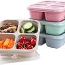 4 Pack Snack Containers, Divided Bento Snack Box, 4 Compartments Reusable Meal Prep Lunch Containers for Kids Adults, Food Storage Containers for School Work Travel (4 Pack-4 Compartments-A)