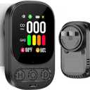 4in1 Plug in Carbon Monoxide Detector & Natural Gas Combination Detectors with Backup Battery CO Gas Temp Humidity 2.1'' HD Screen & Indicator, Methane Combustible Gas Alarm,Black