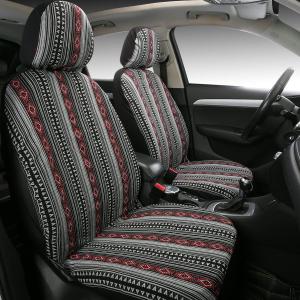 PONYJOYUP Baja Saddle Blanket Car Seat Covers 4PCS Front, Breathable Washable Striped Woven Automotive Vehicle Seat Cover, Universal Boho Seat Cover for Sedan, SUV, Truck, Airbag Compatible (Red and White)