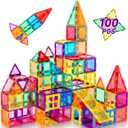 Magnetic Tiles 100PCS Kids Toys - Magnetic Building Blocks STEM Magnet Building Set Preschool Learning Magnet Toys for Kids Ages 3-5 4-8, Sensory Montessori Toy for Toddlers 3+ Year Old Boys Girls