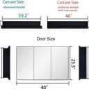 IDYLLOR Black Bathroom Medicine Cabinet with Round Corner Framed Door, 40 x 25.5 inch, Recessed or Surface Mount, with Adjustable Glass Shelves