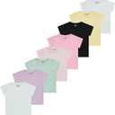 Pink Angel Girls' 8-Pack Cotton T-Shirts Crew Neck Short Sleeve Tees, Solid Color Multipack, Sizes 416