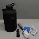 One Gallon Water Bottle Insulated, Triple Walled Vacuum Stainless Steel (Cold for 48 Hrs), Leak Proof & Non-BPA, Large Water Flask Jug with Paracord Handle & Straw Spout Lids (128 Ounces, Magic Black)