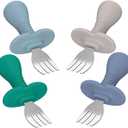 4Pcs Toddler Forks Baby Forks Set - Self-Feeding Utensils with Soft-Silicone Handles, 18/8 Stainless Steel, Anti-Choke & BPA-Free Cutlery Set