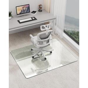 Office Chair Mat for Carpet, Tempered Glass 36"× 45" Heavy Duty Hard Carpet Protector Mat, Non-Slip Desk Floor Mat for Low Pile Carpet, Ideal for Home, Office, Gaming Room