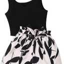 NEW 11-12 Years Seechosle Girls 2 Piece Outfits Ribbed Tank Top and Paperbag Shorts Set with Pockets