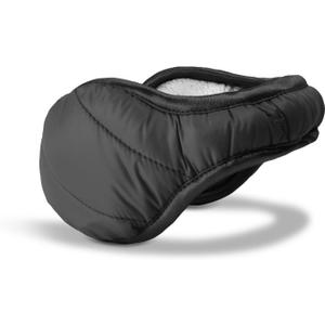 180s Women's Down Winter Ear Warmers | Behind-the-Head Adjustable & Foldable Earmuffs (Black)