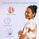 VOYOR Electric Body Brush Back Scrubber for Shower Rechargeable Exfoliating Bath Brush Powered Shower Brush with Non-Slip Long Handle Deep Cleansing, Exfoliation, Massaging Spin Brush BC100 (Purple)