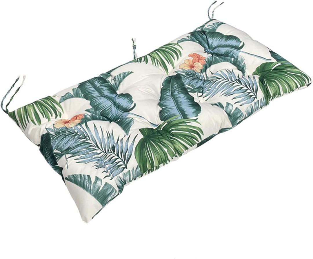 Floral Bench Cushion Outdoor 40"x20" Non-Slip Bench Cushions for Indoor/Outdoor Furniture Waterproof Swing Chair Pads for Patio Wicker Sofa Setee, Camping,Leaf