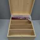 Henoyso 5 x 8 Inch Index Card Holder Set, Bamboo Organizer Box with 50 Dividers & 2 Sheets Alphabet Number Stickers File Note Holders, Holds 1200 Cards for Office Business Home Kitchen, Wooden Color