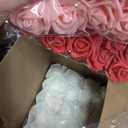 100 Pcs 3 Inch Artificial Flowers Bulk 5 in 1 Set Faux Foam Fake Rose Head Wedding Decoration Bridal Shower Centerpiece Arrangement Wall Table Decor DIY Craft (4 Shades of Red Ivory)