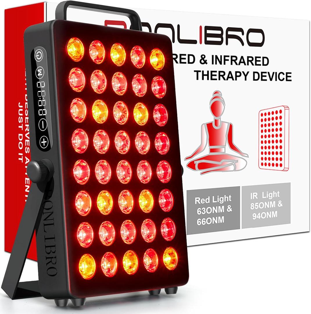 Red Light Therapy Panel for Face and Body, Quad Wave 660nm 850nm 630nm 940nm Near Infrared Light Therapy Panel Portable Dual Chip LED Device for Body Pain Relief Skin Health Sleep (BN-40)