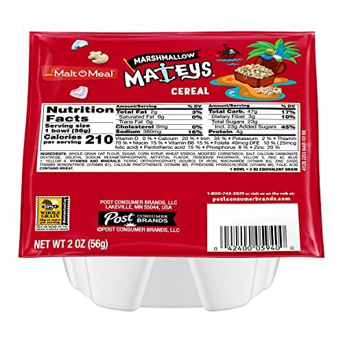  Malt-O-Meal Marshmallow Mateys® Breakfast Cereal, 2 Ounce Single Serve Bowls (Pack of 48) Best By Aug. 12, 2025