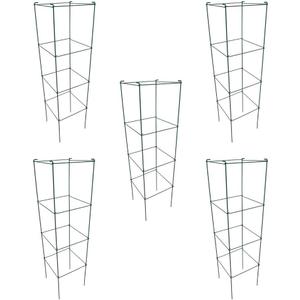 MTB Green Square Folding Tomato Cage Plant Support Tower 12 inch by 46 inch, Pack of 5 Sets
