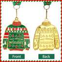 2 x Abaokai 3 Pieces Christmas Ugly Sweater Medal Christmas Style Neck Ribbon, Award Contest Medals Christmas Tree Ornament for Ugly Sweater Contest Party, Best Ugly Christmas Sweater Trophy Award