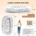 Human Dog Bed - 71''x45''x12'' Size Fits Adult and Pet Washable Giant People DogBed 10 CM Thick Memory Foam Large Oversize Dog Bed with Plump Pillow, Blanket, Strap - Grey