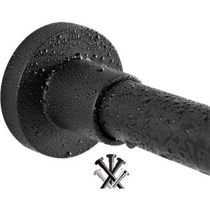 BRIOFOX Shower Curtain Rod 43-73 Inches Matte Black, Rustproof and Non-Fall Down Spring Tension Rod for Window or Bathroom, Stainless Steel