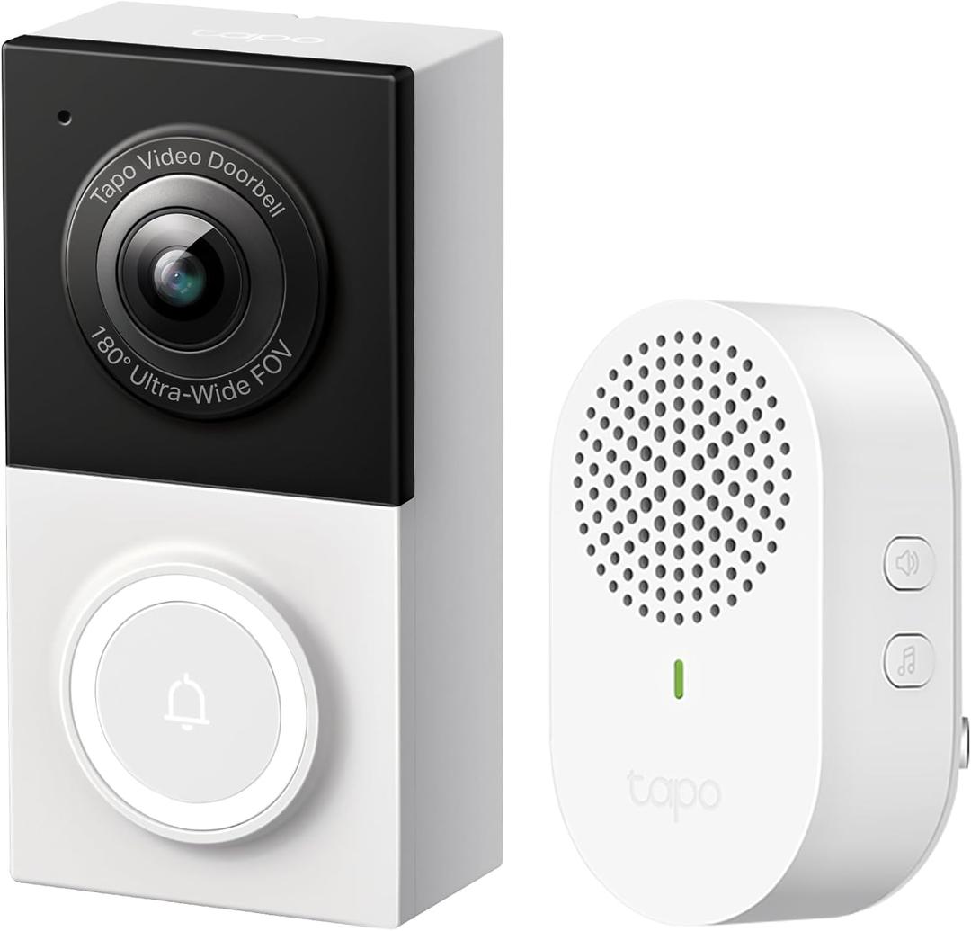 Tapo 2K Wired Smart Video Doorbell - 180 Ultra-Wide Field of View, Person/Vehicle/Package Detection, 2-Way Audio, Color Night Vision, Subscription-Free Local Storage or Optional Cloud, D130