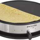 Proctor Silex Electric Crepe Maker with 13 Nonstick Griddle for Eggs, Pancakes, Omelets and Quesadillas, with Temperature Control, Spatula, Spreader, Batter Cup, Stainless Steel (38400PS)