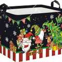 Clastyle Large Christmas Tree Gift Baby Basket Empty Snowman Snowflake Gnome Kid Toy Book Xmas Storage Collapsible Clothes Organizer Nursery Bin,Black,40*30*30 cm