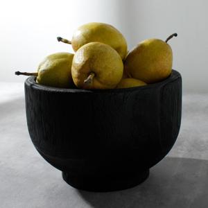 Black Wood Decorative Bowl, Wabi Sabi Textured Round Vintage Bowl, Home Decor for Centerpiece Tabletop Shelf