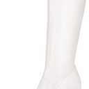 STALOV Platform Gogo Boots for women Knee High Square Toe Tall Boots Block Chunky Heel Stretchy Leather Long Boots (9, White)
