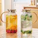 Buaic 2 PACK Glass Pitcher with Lid, 74oz/ 2.2 Liter Classic Vertical Stripes Water Pitcher with Handle,Glass Water Carafe for Cold Brew, Coffee, Lemonade, Iced Sun Tea,Beverage,Heat Resistant
