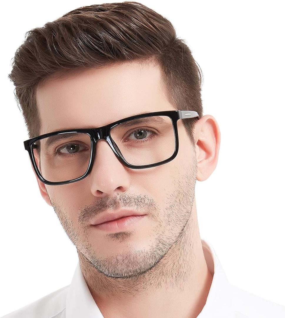 MARE AZZURO Oversized Square Reading Glasses Men Large Readers Big Face(Black, +3.00)