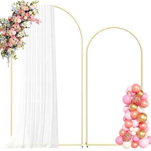 Metal Arch Backdrop Stand, 7.2FT+6FT Wedding Arch Frame, Gold Wedding Arch Backdrop Stand Set of 2, Balloon Arch Backdrop for Wedding Birthday Party Baby Shower Graduation Ceremony Decor