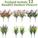 12 Bundles Artificial Flowers Outdoor Silk Fake Plants UV Resistant Faux Plastic Greenery Shrubs for Home Outside Garden Front Porch Window Box Pot Planters Decor (Mix Color)