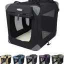 EliteField 3-Door Folding Soft Dog Crate with Carrying Bag and Fleece Bed, Indoor & Outdoor Pet Home (36" L x 24" W x 28" H, Black)