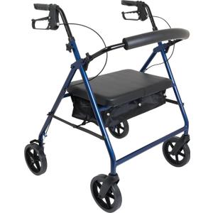 Probasics Heavy Duty Aluminum Bariatric Rollator with 8-inch Wheels, 400 Pound Weight Capacity, Blue