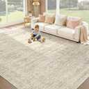 Washable Rug 9x12 Area Rugs: Modern Geometric Rugs for Living Room Non Slip Soft Low Pile Moroccan Indoor Carpet for Bedroom Nursery Dining Room Home Office Children's Room (Beige, 9'x12')