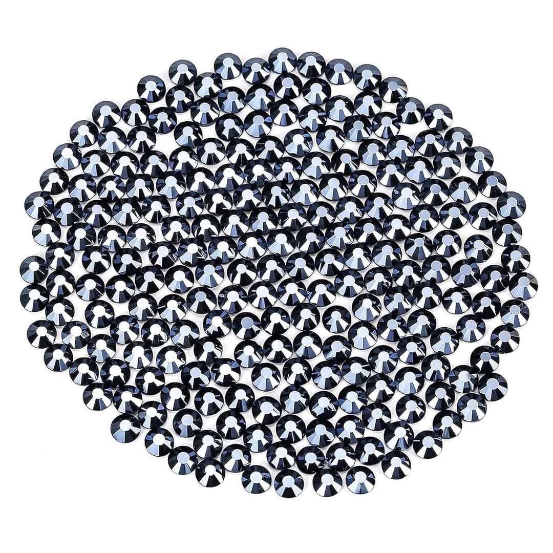 Novani Rhinestones Flatback Rhinestones Glass Gems Stones Jewels Round Gemstones Non-Hotfix Crystal for Crafts,SS16,1440 Pieces,Shiny Black