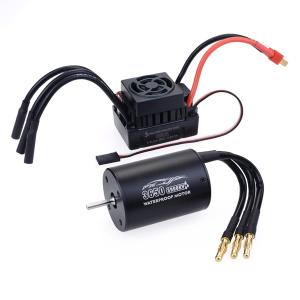 RC Brushless Motor ESC Combo: 3650 3900KV Brushless Motor and 60A ESC Combo Set Waterproof for 1/10 Remote Control Cars Trucks Off-Road Vehicle (Black (motor+60A esc))