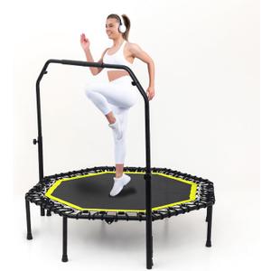 Fitness Trampoline for Adults - 40"/48" 330 LBS Foldable Rebounder with Adjustable Foam Handle, Quiet Indoor Mini Workout Trampoline (Black & Yellow) Fitness Trampoline for Adults - 40"/48" 330 LBS Foldable Rebounder with Adjustable Foam Handle, Quiet Indoor Mini Workout Trampoline (Black & Yellow)