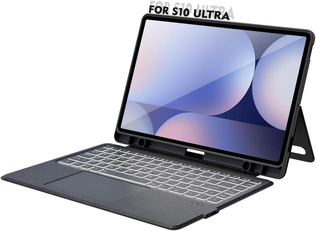 Keyboard Case for Samsung Galaxy Tab S10 Ultra 14.6 inch 2024 / S9 Ultra / S8 Ultra, Bluetooth Keypad with Any-Angle Kickstand & Lighting Key & Trackpad, Keyboard Cover for Tab S8/S9/S10 Ultra 14.6"