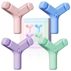 4 Pack Aligner Seaters for Invisalign, Y-Shaped Handheld Aligner Tray Seater Tool for Invisalign, Orthodontic Accessories for Clear Aligners, Braces & Retainers, Helps Secure Fit & Tracking (Multicolor)