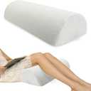 Half Moon Bolster Pillow - Perfect for Legs, Knees, Lower Back, Ankle and Head Support. Versatile Lumbar Support for Bed, Includes Memory Foam and Machine Washable Cover - L (20.5" x 8" x 4.5", White)