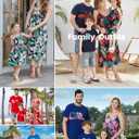 PATPAT Family Matching Outfits Mommy and Me Dresses Hawaiian Tropical Vacation Beach Spaghetti Strap Dress and Shirt (3-6 Months, Blue&red)