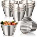 Fit Meal Prep [24 Pack 4 oz Stainless Steel Dipping Sauce Cups, Reusable Metal Ramekins, Commercial Grade Condiment Bowls, Individual Portion Cups, Small Round Au Jus Cup for Home, Restaurant