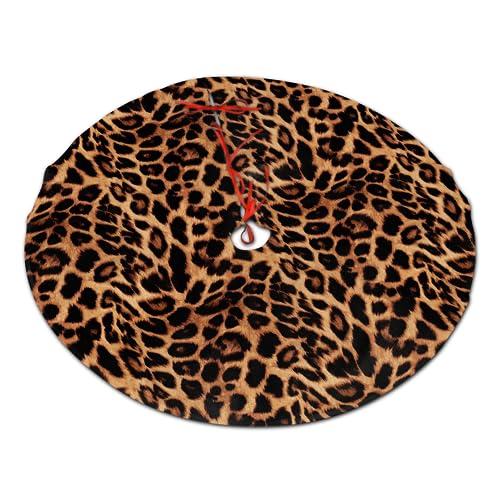 ACOZUHSE 36 Inch Christmas Tree Skirts, Festive Xmas Decorations for Indoor Outdoor Use, Leopard Print Christmas Tree Mat for Festival Celebrations