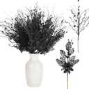 Yunlly 24 Pcs Black Christmas Tree Picks and Sprays Glitter Berry Stem Branches Artificial Christmas Picks Twigs Xmas Tree Ornaments for DIY Xmas Wreath Vase Filler Decorations