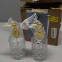 Clear Glass Soap Dispenser with Gold Plastic Pump, 2 Pack 12oz Diamond Hand Soap Dispenser, Refillable Lotion Dispenser & Dish Bathroom Dispenser for Liquid, Shower Gel