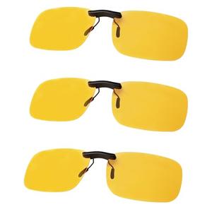 FIMOSON Clip On Night Driving Glasses - Polarized Anti Glare Night Vision Sunglasses for Wearing Over Prescription Glasses (3 pack) 2 Pack